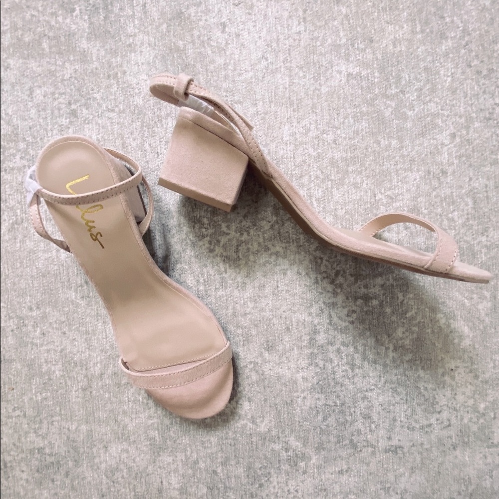 Nude suede ankle strap wedge heel